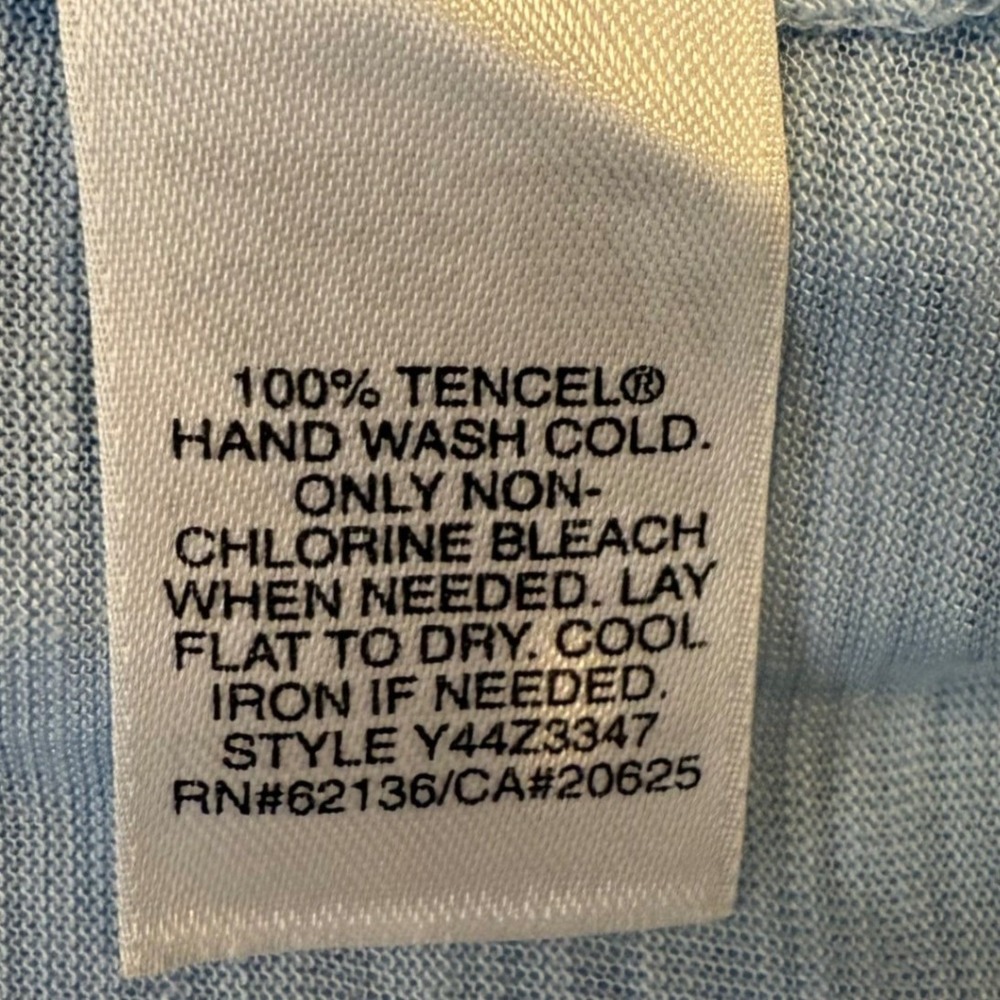 VTG Guess Y2K Sheer Baby Blue Twist Front Long Sleeve Top M babydoll deadstock - Picture 10 of 10